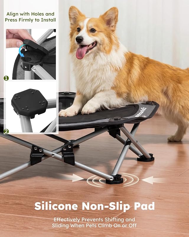 Erhöhtes Hundebett, Hundeliege Outdoor 3s Klappbar, Camping Grau L