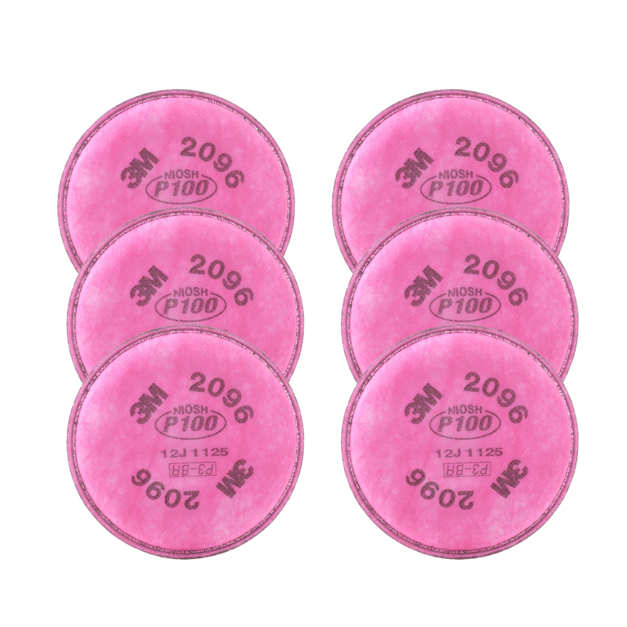 3M P100 Respirator Filter 2096, 1 Pair, Helps Protect Against Oil and Non-Oil Based Particulates, Nuisance Level Acid Gas Relief, Dust, Fumes, and Mists. (Pack of 3)