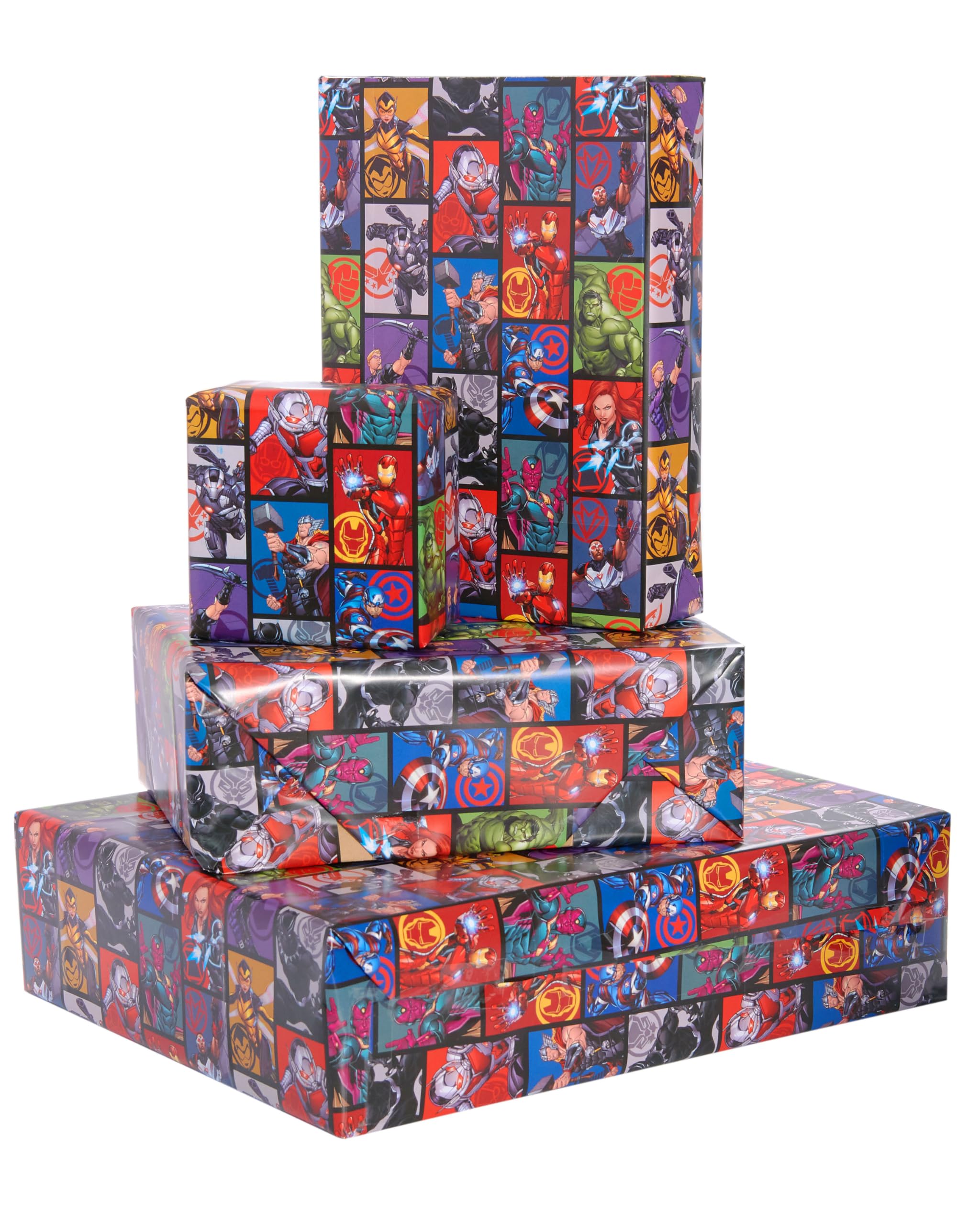 UK Greetings 6 Sheets & 6 Tags for Boys/Kids - Marvel Avengers Design