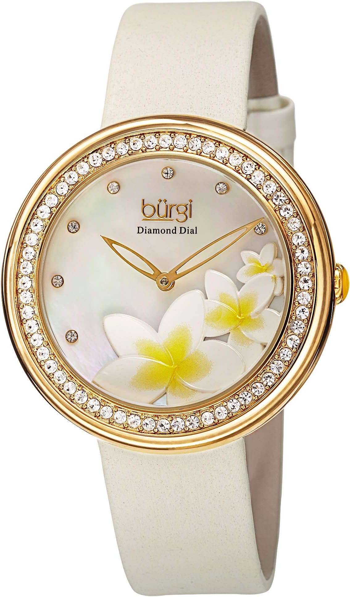 Burgi Stylish Floral Print Women's Watch - On Genuine Leather Strap with Roman Numerals - BUR186