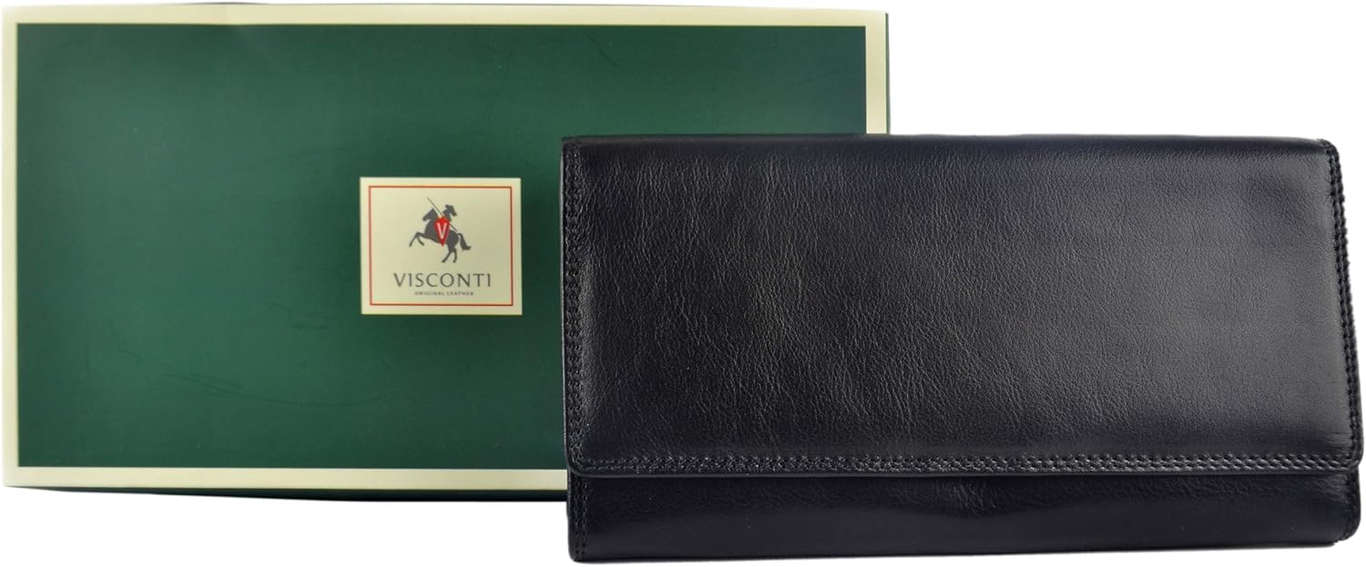 Visconti Ladies Larger Leather Purse Wallet Heritage Collection Gift Boxed (Black), Approx 18.5cm x 10cm x 3cm ( 7.25" x 4" x 1.25") - Image 3