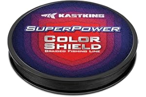 KastKing Superpower ColorShield Braided Fishing Line - Colorfast Braided Line, 100% Solution Dyed UHMWPE Fiber, Smooth & Strong Superline, Near Zero Stretch, Sensitive, High Abrasion Resistance