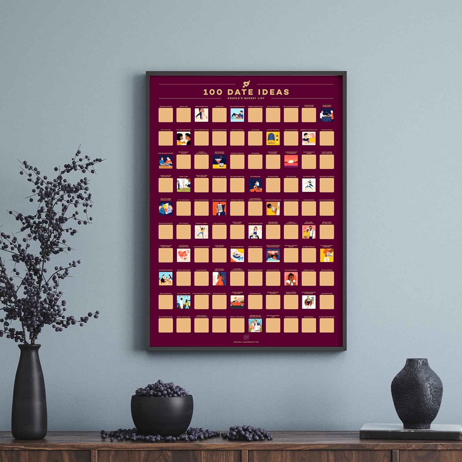 Enno Vatti 100 Dates Scratch Off Poster -Couples Romantic Date Ideas & Cute Things to Do Together - Image 3