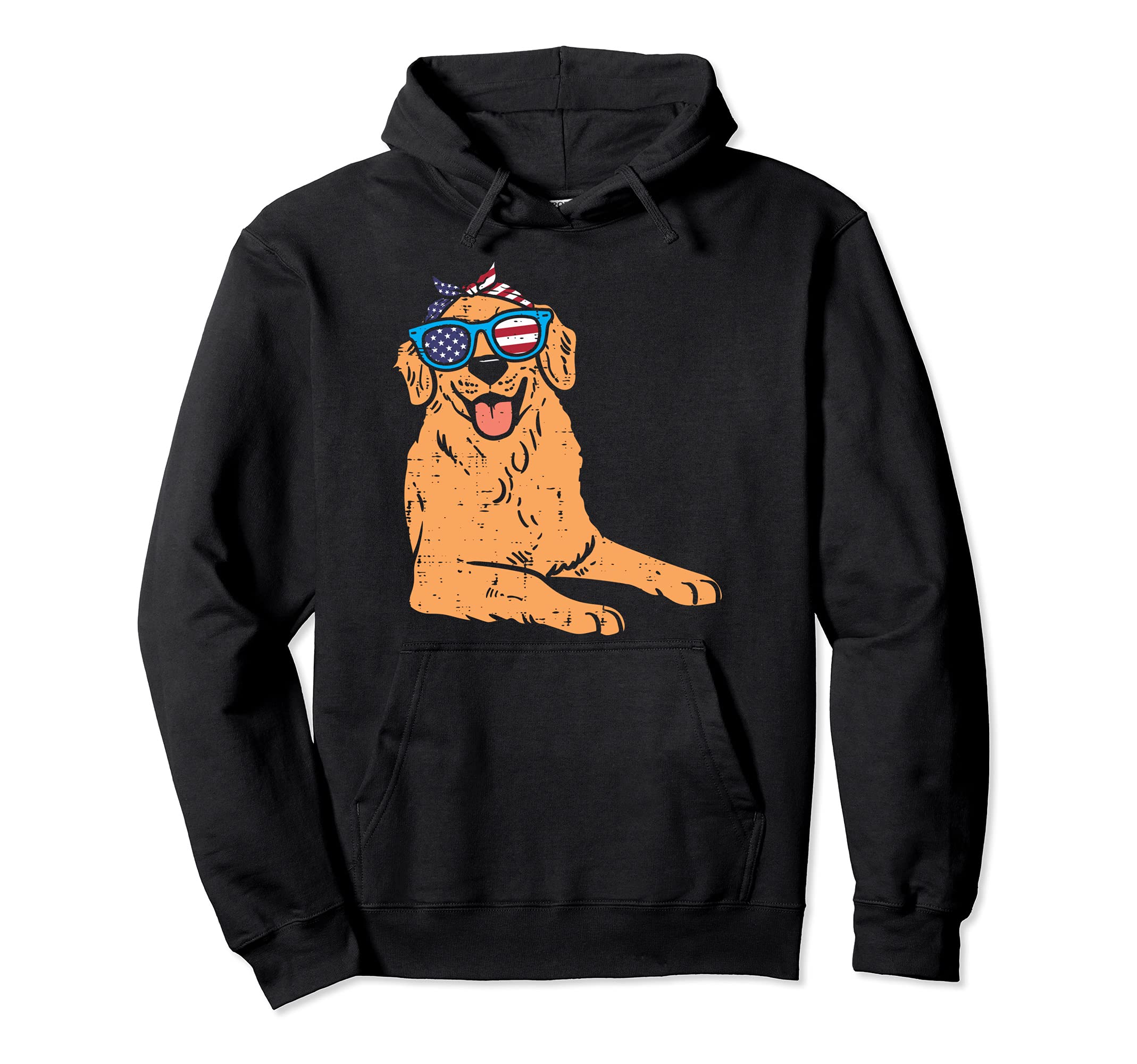 Bandana Golden Retriever American USA 4th Of July Fourth Dog Pullover Hoodie