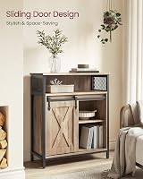 VASAGLE Sideboard Storage Cabinet with Sliding Barn Door Toasted Oak Black view 9