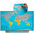 OMNIPRO Extra Large Scratch Off World Map Poster - Vibrant Design Travel Scratch Map for Adventurers - Travel Scratch off Map of the world with Scratcher Packed in Gift Tube - 32x20In