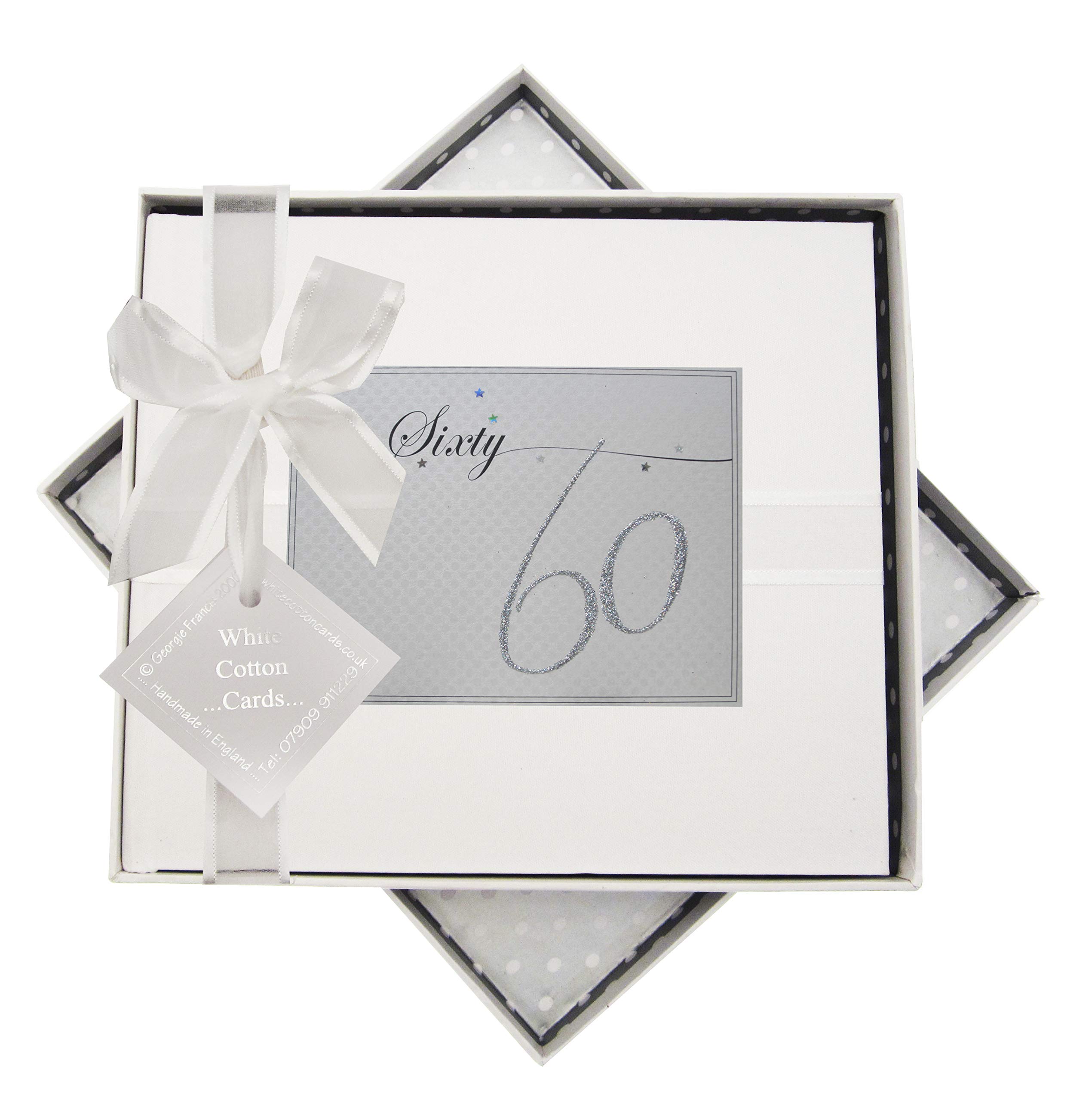 white cotton cards LLN60G Holographic Stars and Glitter "Sixty" Age 60 Birthday Guest Book