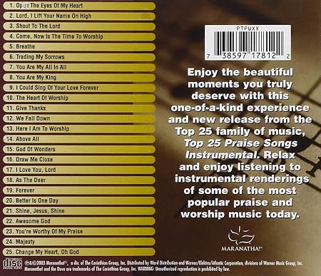 Maranatha Instrumental Top 25 Praise Songs Instrumental Amazon