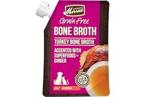 Merrick Grain Free Bone Broth, Premium Human Grade And Gluten Free Dog And Cat Food Topper Pouches, Turkey - 16 oz. Pouch