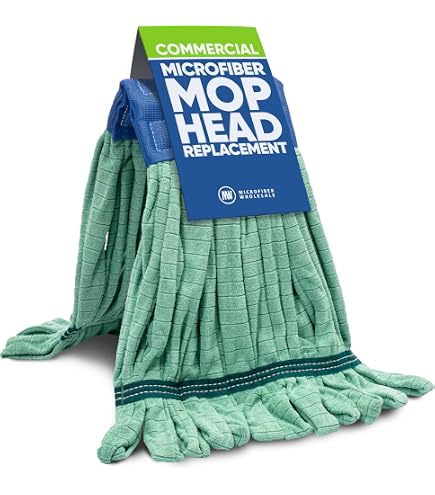 Large Replacement Mop Head - 300g Heavy Duty Cotton, Green, Push-On Socket (16py, 34cm) 9 thumbnail image