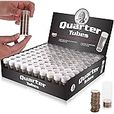 BCW Quarter Coin Tubes for Washington Quarters, Screw-On Caps, 100 Pack | Each clear tube holds 40 unwrapped 24.3 mm US Washington quarters with a secure screw-on cap for organized storage.