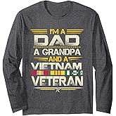 Dad Grandpa Vietnam Veteran Vintage Shirt Men's Gift Long Sleeve T-Shirt