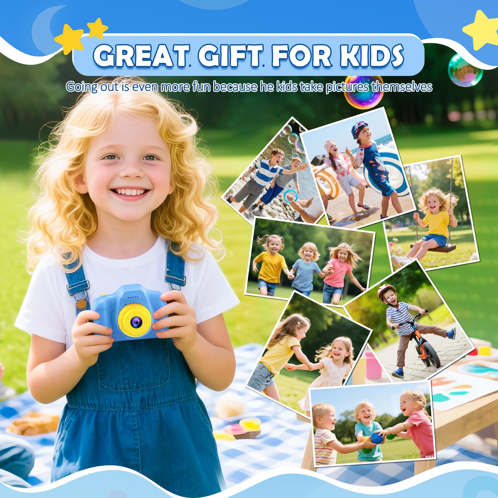 Desuccus Kids Camera Toys Christmas Birthday Gifts for Boys and Girls Kids Toys 3 4 5 6 7 8 9 Year Old HD Digital Video Camera for Toddler with 32GB SD Card (Blue)