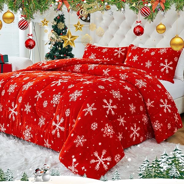 YIYEA CHRISTMAS FLUFFY KING SIZE COMFORTER SET, LUXURY...