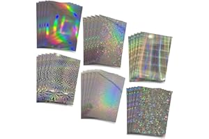 30 Sheets Metallic Holographic Card Stock Glitter Shiny Iridescent Mirror Paper Sheets Foil Printable Cardstock Scrapbook Ref
