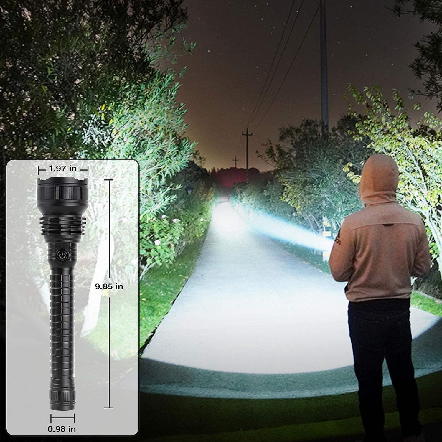 Rechargeable Led Flashlight, Super Bright Flashlights High Lumens Powerful Tactical Flashlights with 18650 Batteries Included, 5 Modes, Waterproof Flashlight for Emergencies, Camping (Black) - - 