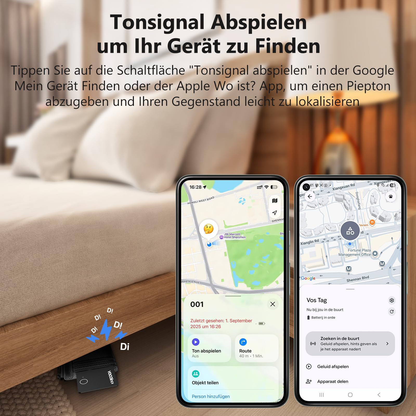 VOCOlinc Air Tag Alternative Karte Kompatibel mit Apple Wo Ist & Android Google Mein Gerät Finden APP, Bluetooth Wiederaufladbar Wallet Tracker Card Ultra Slim für Geldbeutel/Gepäck/Taschen/Koffer 3