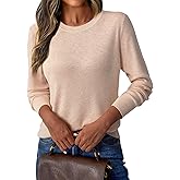 GKBK Women's Wool Blend Sweater Crew Neck Lightweight Pullover Long Sleeve Fall Tops Business Casual Outfits 2025 Fashion