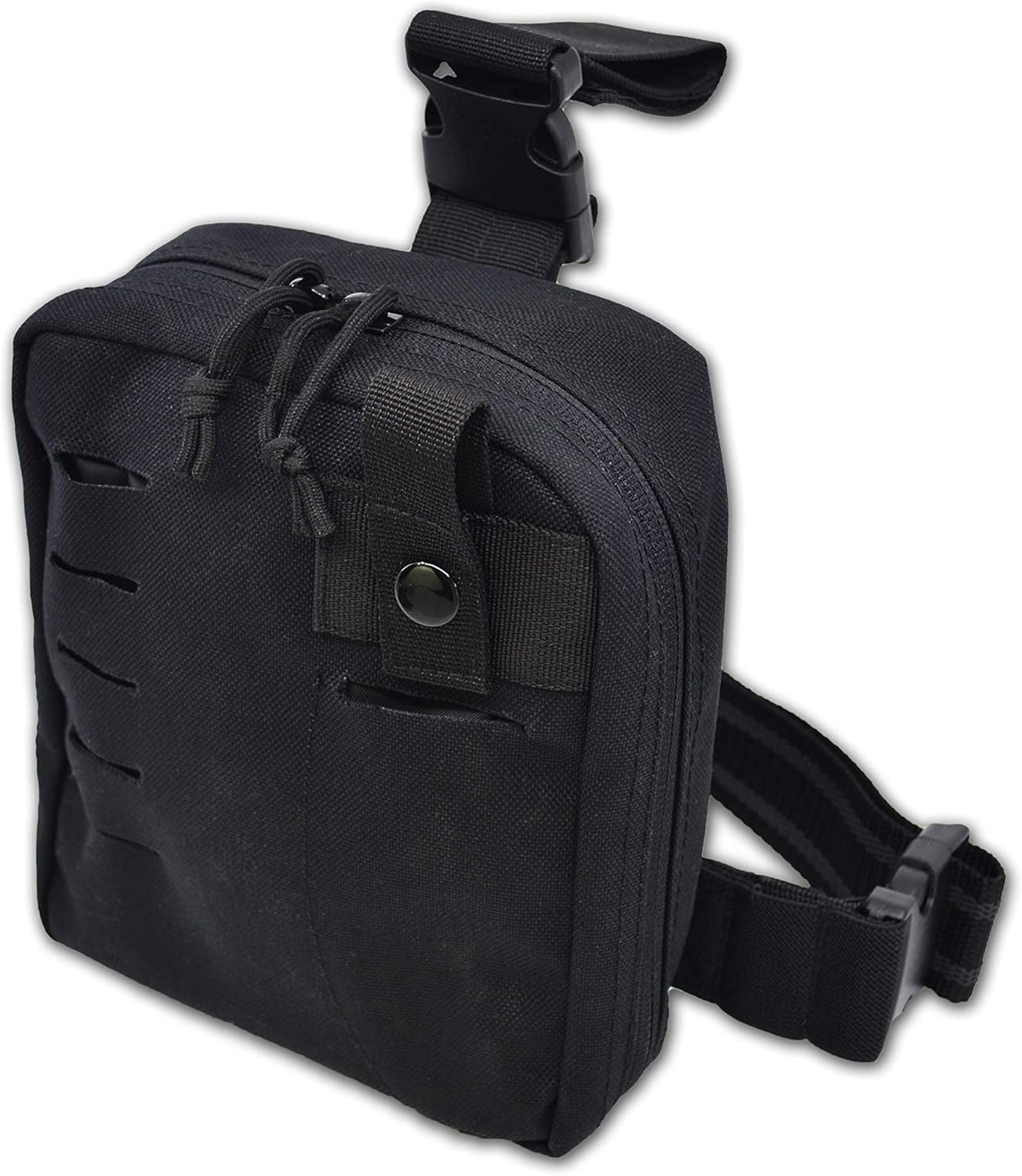 Lightning X Pre-Stocked Drop Leg IFAK Trauma Kit w/MOLLE Bleed Stop Gunshot Wound Care w/QC - Black: Health & Personal Care