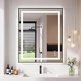 Antok 30X36 LED Bathroom Mirror with Lights, Vanity Mirror for Wall with Black Frame, Touch Control, Anti-Fog, Dimmable Lights, Shatter-Proof, Memory Function, Wall-Mounted Vanity Mirrors