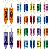 Nosiny 16 Pairs Crayon Earrings for Women Teachers Appreciation Gifts Crayon Jewelry Gifts for Teachers Gift Women Acrylic Drop and Dangle Earrings for Creative Jewelry