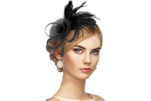 Zinniday Victorian Feather Fascinators Hats - 2025 Derby Attire Headwear with Hairpin,1920s Tea Party Hat for Woman