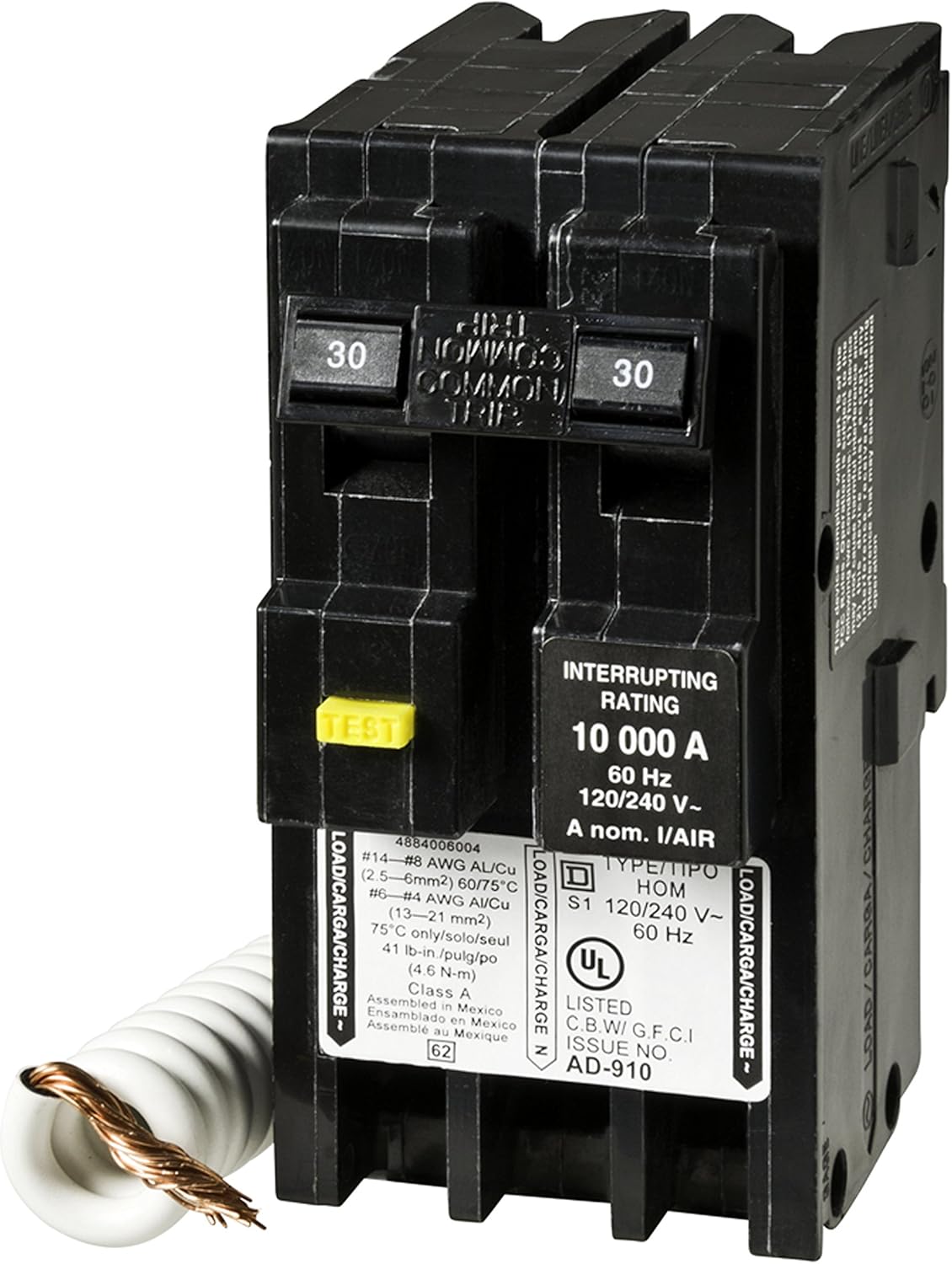 Square D by Schneider Electric HOM230GFIC Homeline 30 Amp Two-Pole GFCI Circuit Breaker, - - 