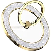 Pikabo Magnetic Phone Ring Holder for MagSafe Cell Phone Grip Stand Finger Ring Stand Compatible with iPhone 17 16 15 14 13 12 Pro Max MagSafe Accessories Android. (Glitter Gold)