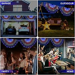 Qulist July 4th American Flag Lights, 250 LED