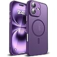 YEMORAN Compatible with iPhone 16 Case with Built-in Camera Lens Protectors Translucent Magnetic iPhone 16 Phone Case 6.1" [Compatible with Mag-Safe][Great Grip Feeling], Purple