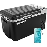 EUHOMY 12 Volt Refrigerator, 24QT(23L) Electric Cooler, Car Fridge APP Control, Car Refrigerator 12/24V DC 100-240V AC, Porta