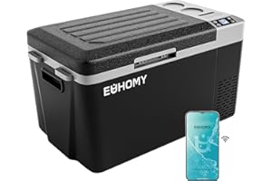 EUHOMY 12 Volt Refrigerator, 24QT(23L) Electric Cooler, Car Fridge APP Control, Car Refrigerator 12/24V DC 100-240V AC, Portable Freezer Usable Battery for Camping, Travel, Truck, Outdoor
