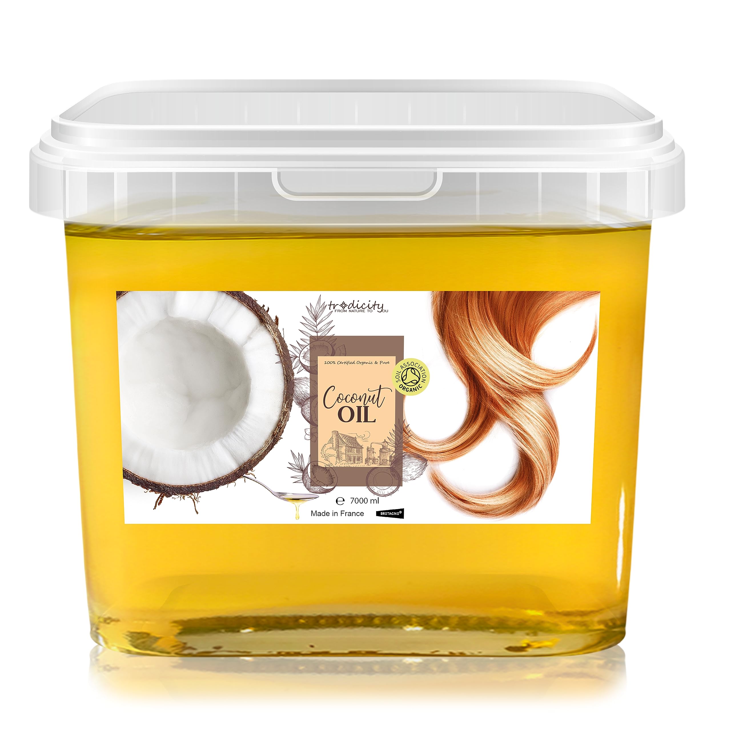 Coconut Oil for Dry, Damaged, Dyed, and Frizzy Hair. Thickening, Hair growth, Mask & Conditioner, Dandruff, Dry Ends Repair, Natural Rescue & Restore Treatment - 7000 ml