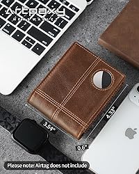 Mens Wallet With AirTag Holder, Bifold Leather RFID