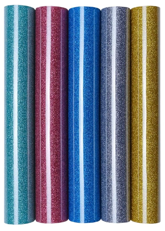 5er Set Glitter/Glitzer A4 Transferfolie/Textilfolie zum Aufbügeln auf Textilien perfekt zum 5er Set Glitter/Glitzer A4 Transferfolie/Textilfolie zum Aufbügeln auf Textilien perfekt zum