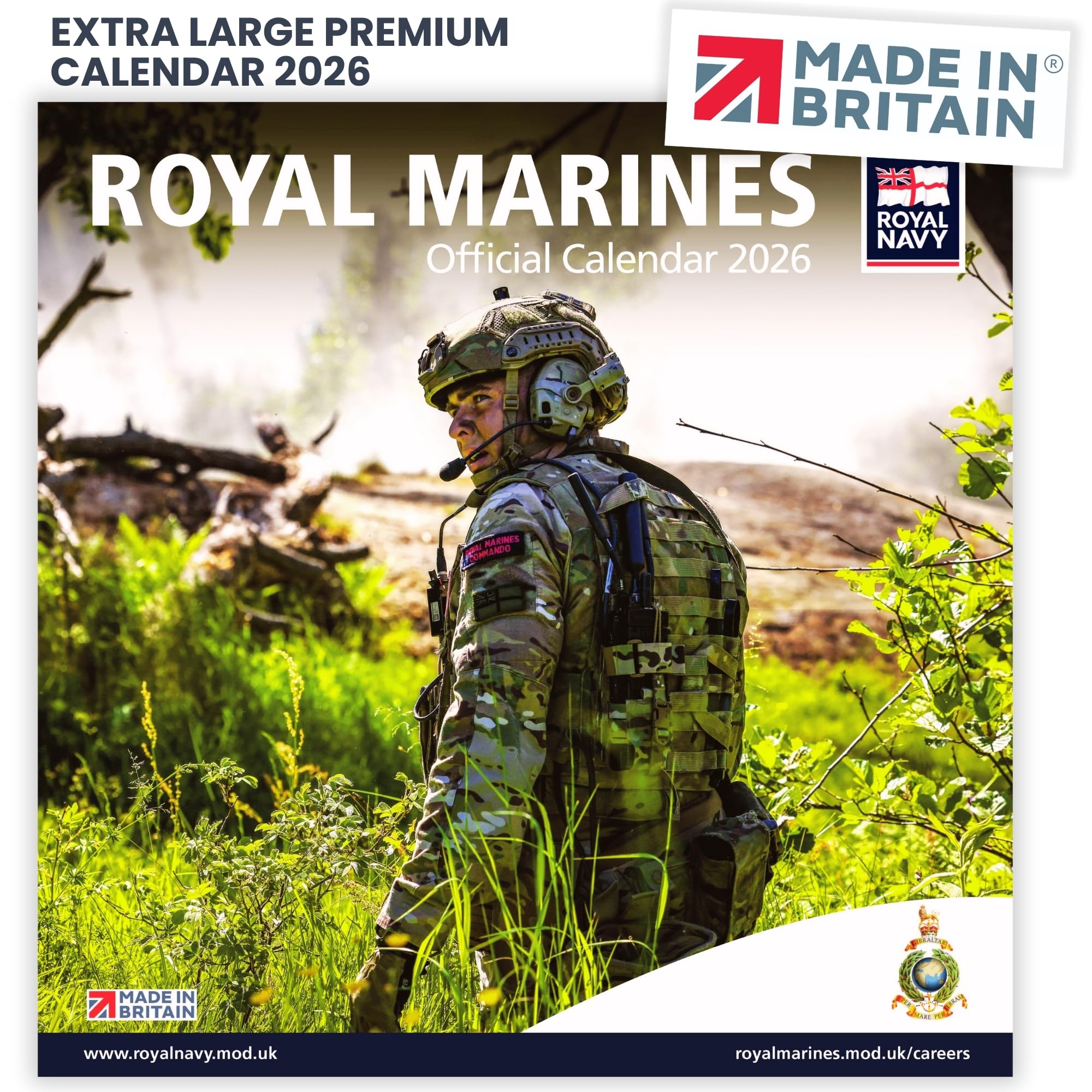ALLTRADE Calendar 2026 Royal Navy Marines Official 2026 Calendar UK Holidays Eco-Friendly, MADE IN BRITAIN® FSC® paper & Carbon Capture with Trees Planted in UK by Woodland Trust