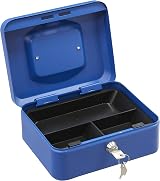 Arregui C9225 Blue Steel Money Box Cash Box with Removable Tray & Keys view 3