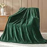 NEWCOSPLAY Super Soft Throw Blanket Dark Green Premium Silky Flannel Fleece Leaves Pattern Lightweight Bed Blanket All Season Use (Dark Green, Throw(50"x60"))