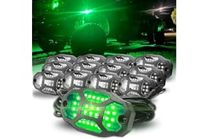Winunite 12 Pods Green Rock Lights Wide Angle Underglow Lights with Extension Wires, IP67 Waterproof Fender Lights for Trailer Off Road Truck ATV UTV SUV Motorcycles
