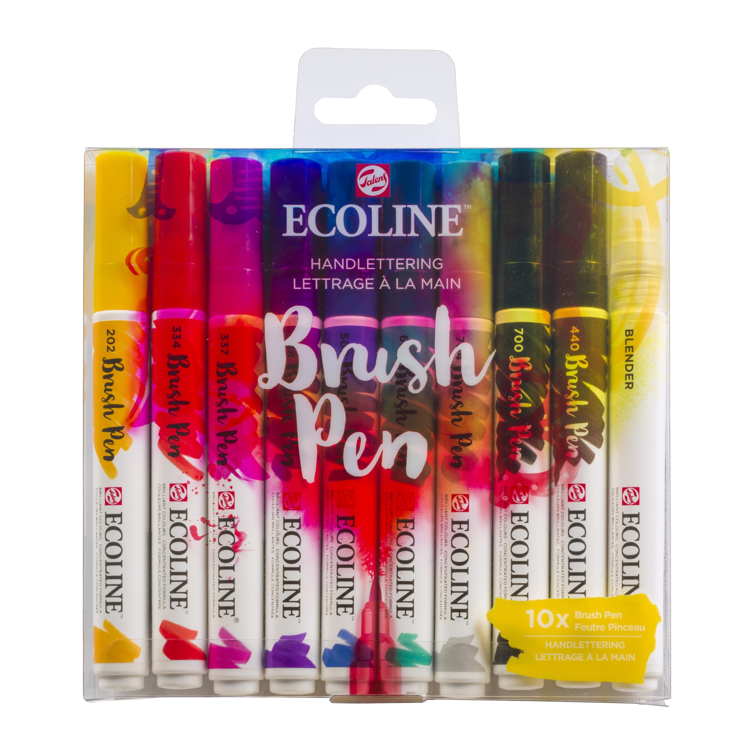 Ecoline Brush Pen Set of 10 Liquid Watercolor Pens – Hand Lettering Colors | Blendable Brush Markers for Hand Lettering, Drawing, & Crafts
