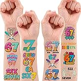 67 Meme Temporary Tatoos Six Seven Funny 6 7 Tattoos 6 7 Party Favors, Number Funny Six Seven Meme 6 7 Gifts Tattoos 48Pcs