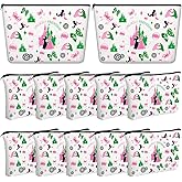 Sunnymove 12 Pack Musical Witch Pink and Green Gifts Bulk Valentine Galentines Party Favors Princess Makeup Cosmetic Bags 3D Friendship Pouch Women Zipper Travel Organizer for Birthday Evil Fan Lover