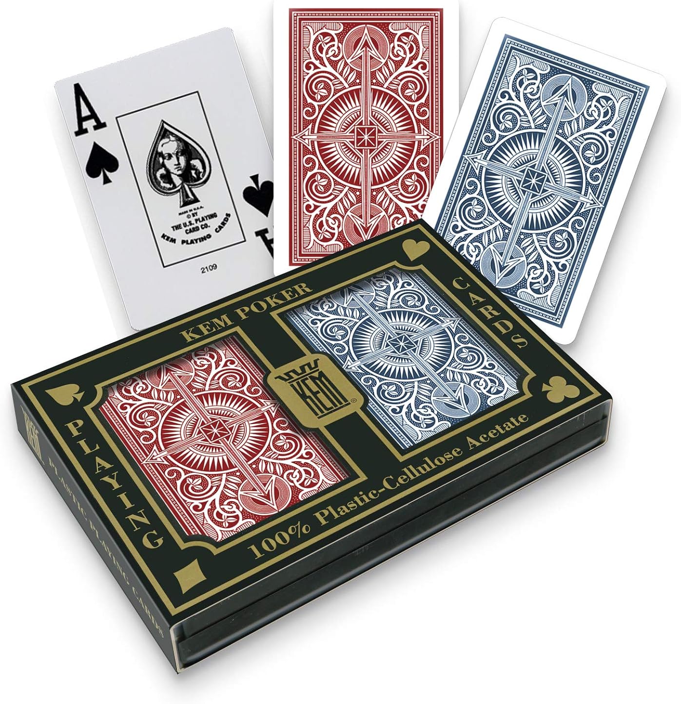 KEM Arrow Red and Blue Bridge Size Jumbo Index Playing Cards Sports & Outdoors Cards & Equipment