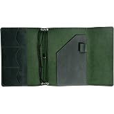 TORAKIP Leather A5 Notebook Cover &ndash; Refillable Journal Cover with Pen Holder &amp; Card Slots, Handmade Leather Notebook Case, Fits A5 Notebooks (Paper Not Included), Green