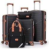 Cosbarn Luggage Sets 5 Piece Suitcases with Wheels, Suitcase Set ABS Hard Case Luggage with TSA Lock Spinner Wheels Durable Travel Luggage (5-Piece Set(20"/24"/28"))
