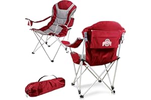 PICNIC TIME NCAA Arkansas Razorbacks Reclining Camp Chair - Beach Chair for Adults - Sports Chair with Carry Bag