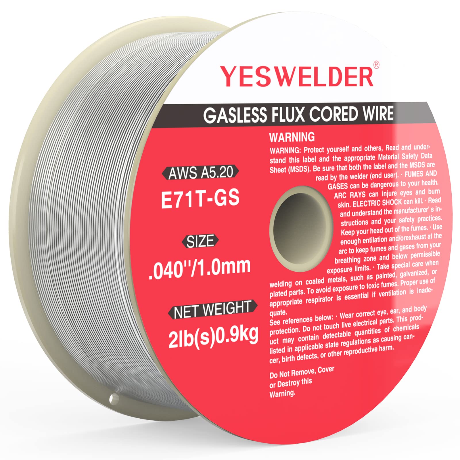 YESWELDER Flux Cored Wires 0.9kg E71T-GS 1.0mm for MIG Welder Gasless MIG Welding Wire Universal Mild Carbon Steel Self-Shielded MIG Wire