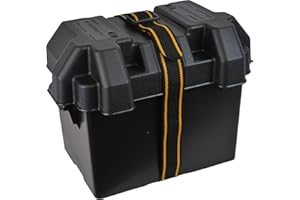 Attwood 9065-1 Standard Vented Battery Box with Mounting Strap, Fits Group 24 Batteries, Black
