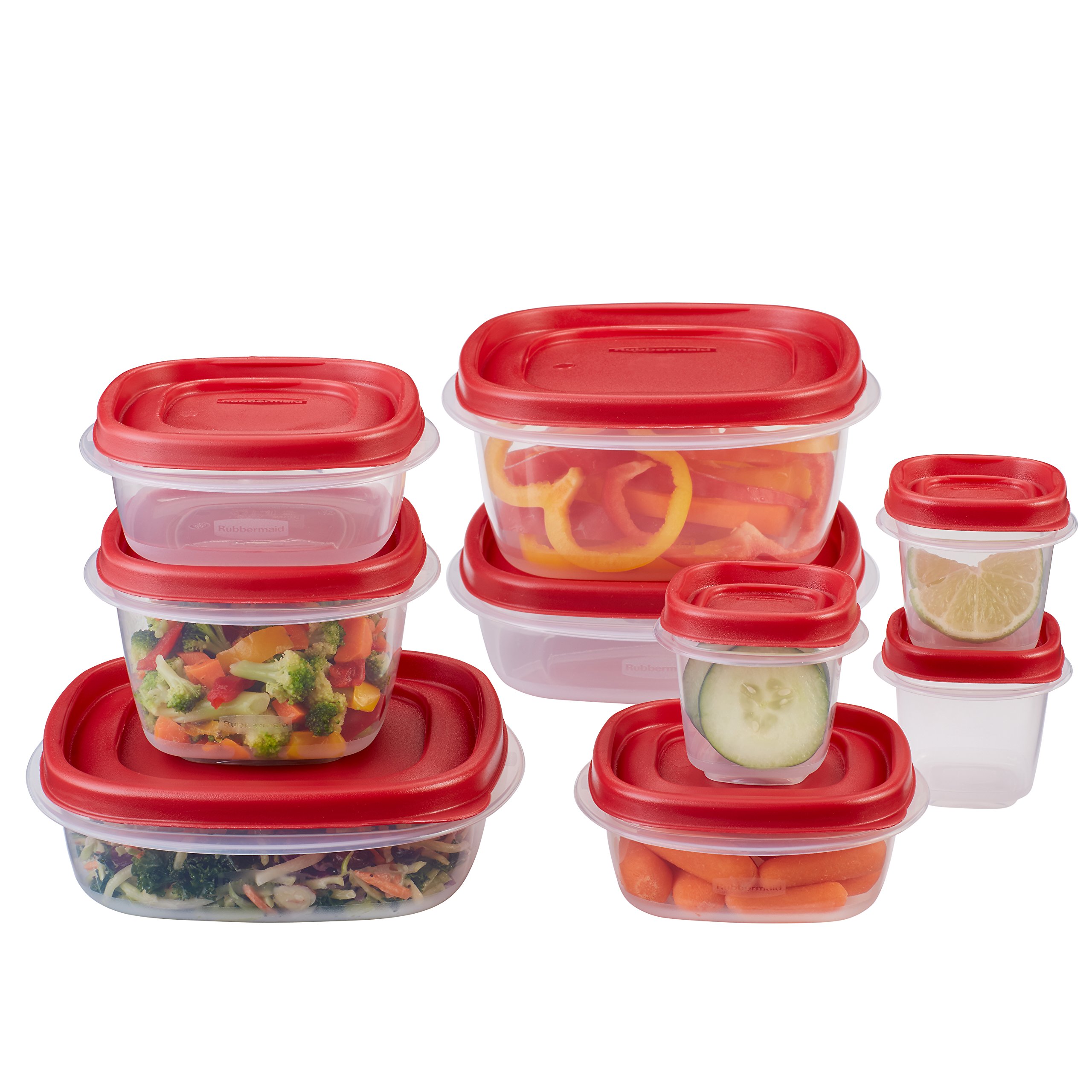 Rubbermaid Easy Find Lids Food StorageContainers, Racer Red, 18Piece