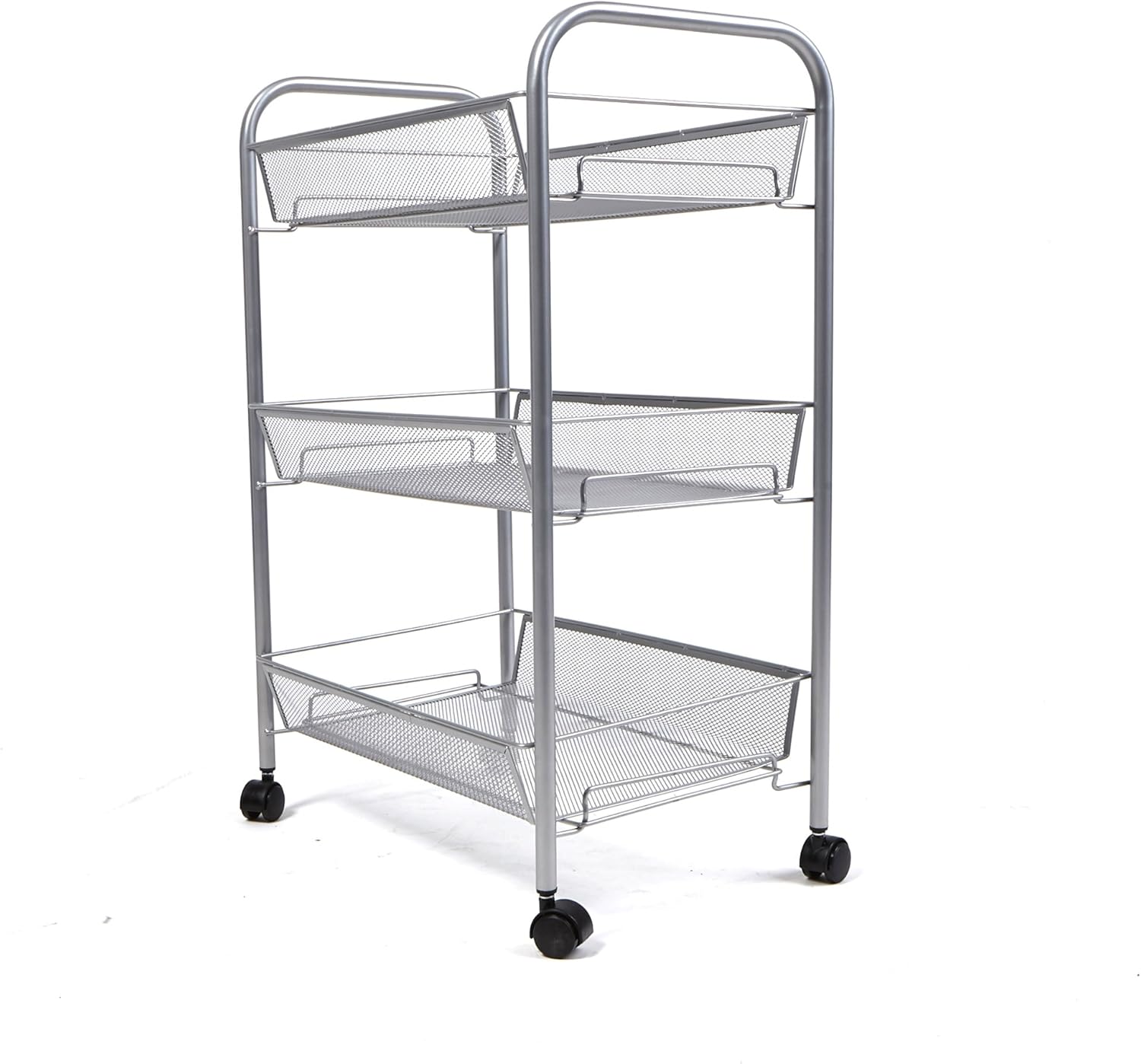 Mind Reader 3-Shelf All Purpose Mobile Utility Cart, Silver: Kitchen & Dining